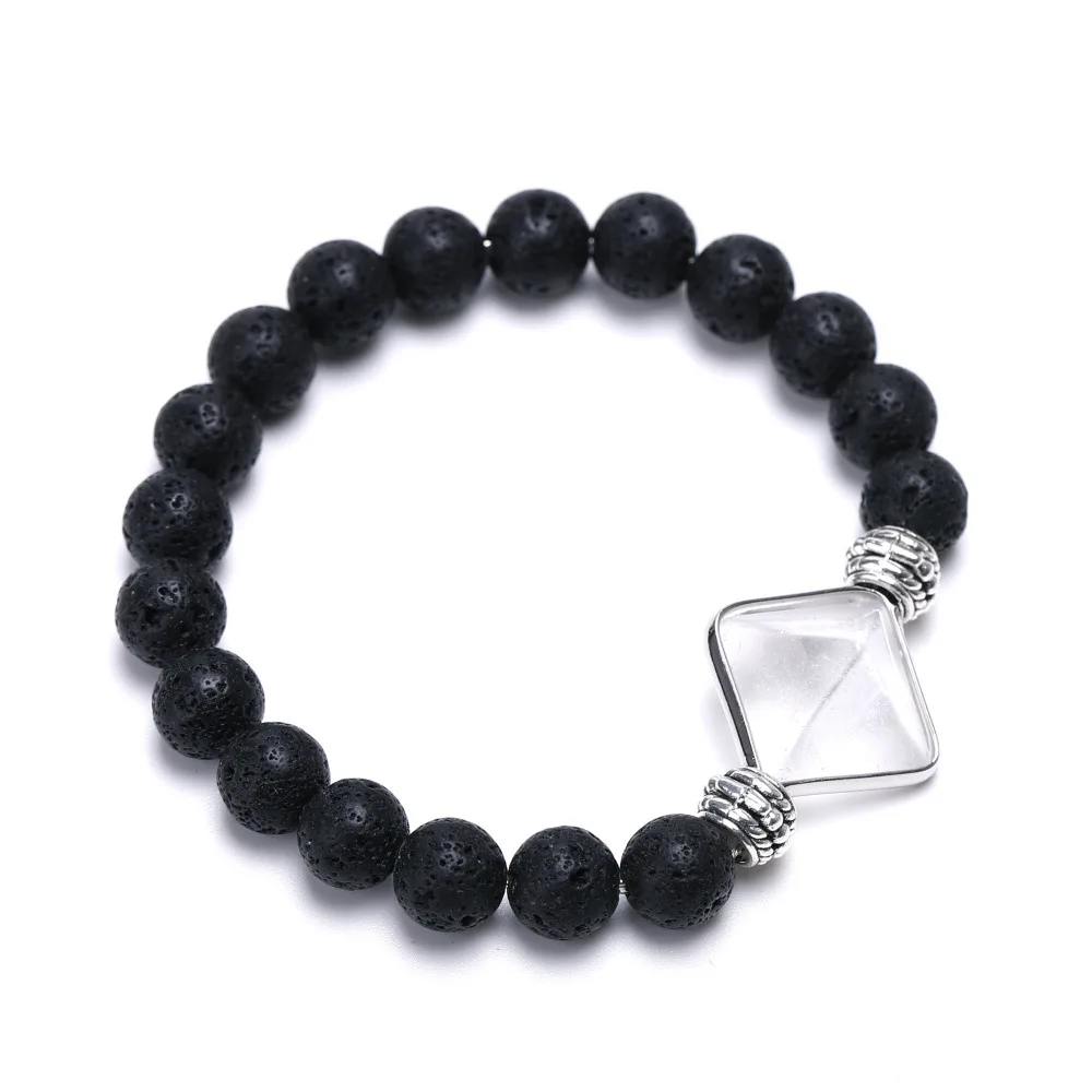 Pulseira De Casal Com Contas De Quartzo Vulcânico Natural (cristal Transparente), Bracelete Espiritual De Obsidiana Para Cura.