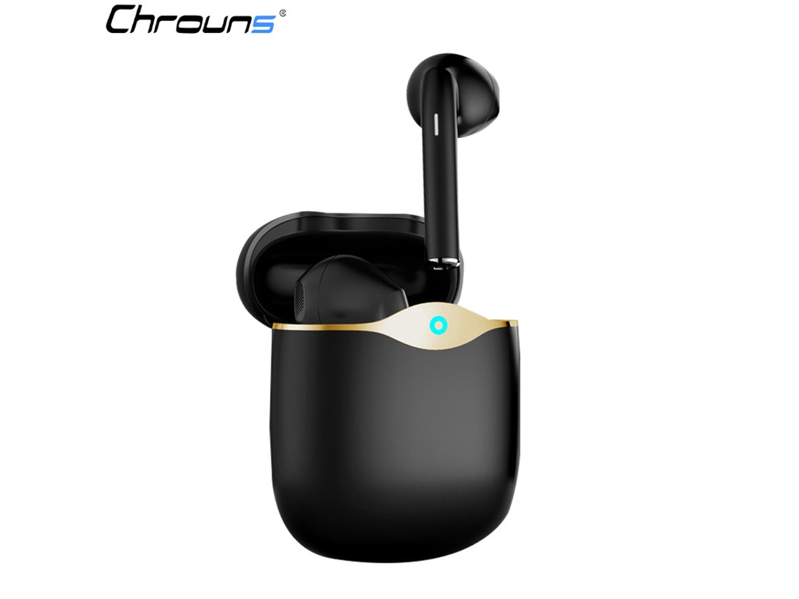 Fones De Ouvido Bluetooth, Chrons 48 Horas De Reprodução Com Estojo De Carregamento Sem Fio Preto