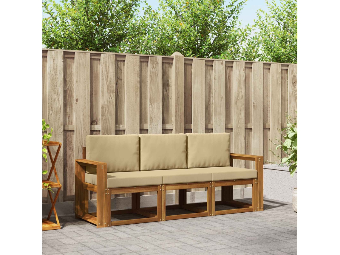 Vidaxl Conjunto De Sofás Para Exterior 3 Unid. Natural E Bege