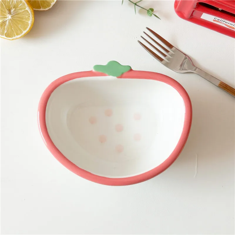 Fruteira De Cerâmica (morango, 14,7 Cm), Própria Para Micro-ondas E Forno.