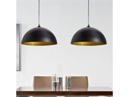 Vidaxl Candeeiros De Teto 2 Pcs Altura Ajustável Semiesféricos Preto