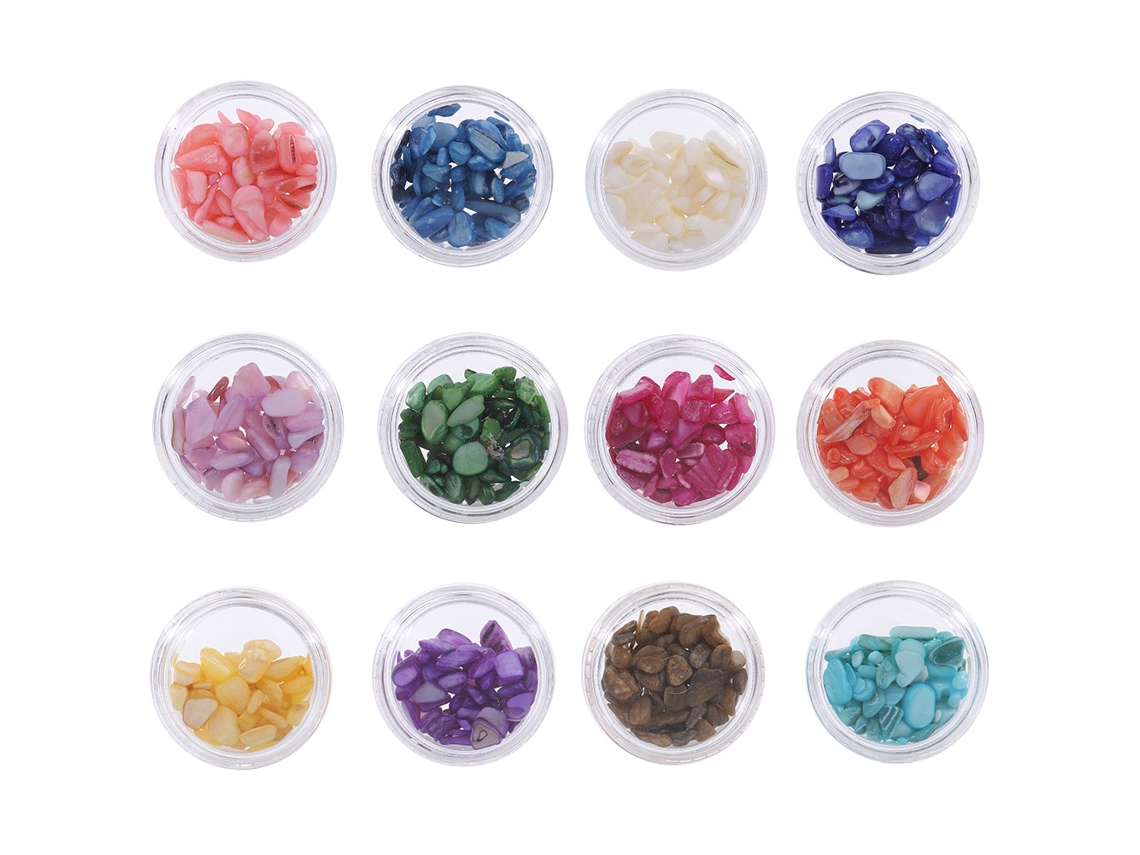 12 Cores De Glitter Pedra De Cristal Mica Irregular Adesivo Decorativo Para Unhas Artístico