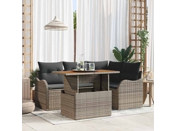 Vidaxl Conjunto De Sofá De Jardim 5 Unid. Cinzeto Rattan Sintético
