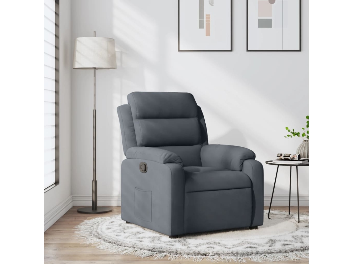 Vidaxl Cadeira Reclinável Veludo Cinzento-escuro