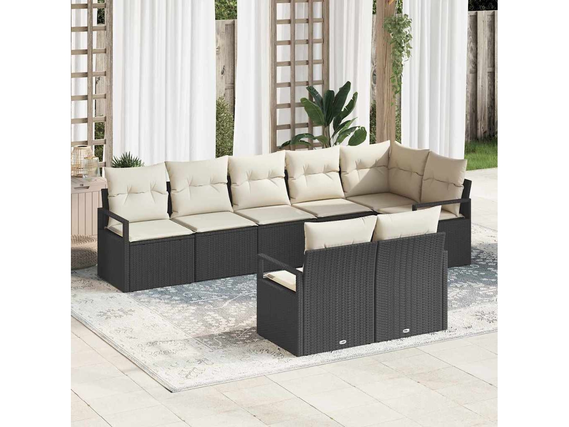 Vidaxl Conjunto De Sofás 8 Unid. Preto Vime Pe