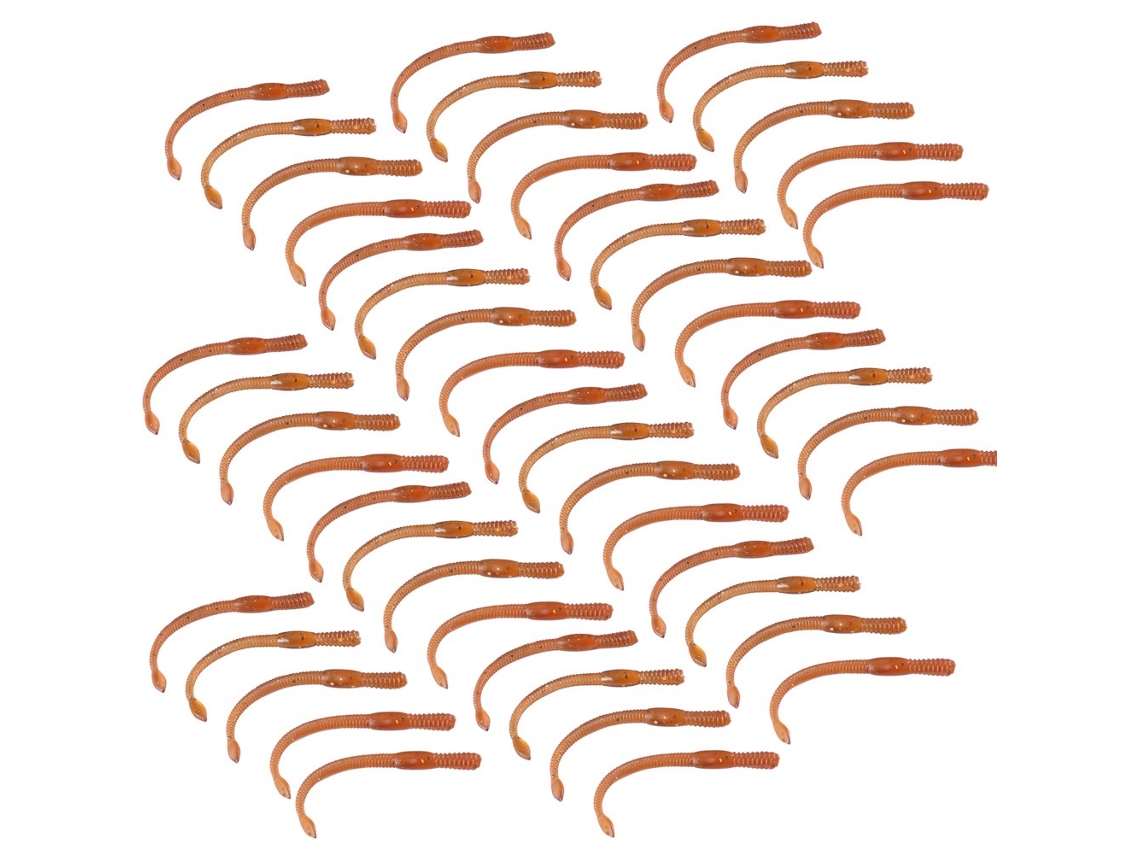 50pcs Iscas Soft Lures Forma De Minhoca Para Pesca