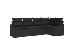 Conjunto 5 Conjunto De Sofá De Jardim Vidaxl Preto Vime Pe (233,5 X 123,5 X 85 Cm)