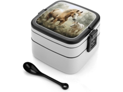 Marmita Bento Retangular Com Estampa Animal E Cavalos Bordados, Design Moderno E Minimalista, Empilhável, À Prova De