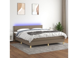Vidaxl Cama Box Spring Colchão/led 180x200cm Tecido Cinza-acastanhado