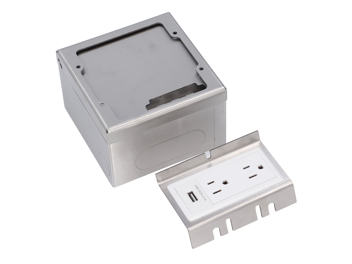 Laxiscreed Tomada De Chão Embutida Com 2 Tomadas Ac E Portas Usb Para Máxima Funcionalidade