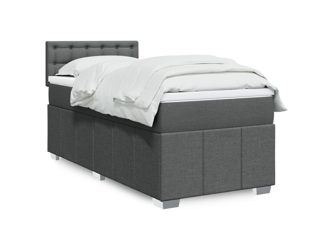Vidaxl Cama Com Molas/colchão 90x190 Cm Tecido Cinza-escuro