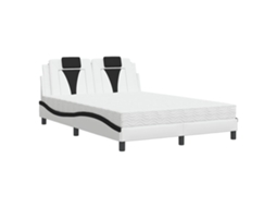 Cama Viana com Colchão 120x200 Cm Couro Artificial Branco e Preto MAISON EXCLUSIVE