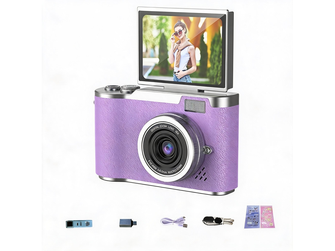 Câmara Digital Flip-screen De Alta Definição, Modelo Ccd Retro Básico Para Estudantes Roxo