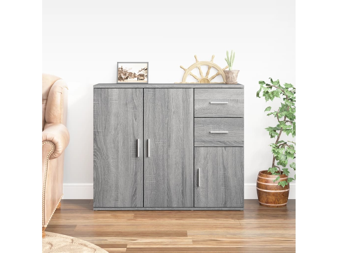 Vidaxl Aparador 91x29,5x75 Cm Derivados De Madeira Cinzento Sonoma