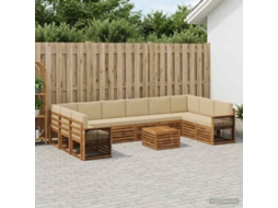 Vidaxl Conjunto De Sofás Para Exterior Com Almofada 8 Pcs Natural
