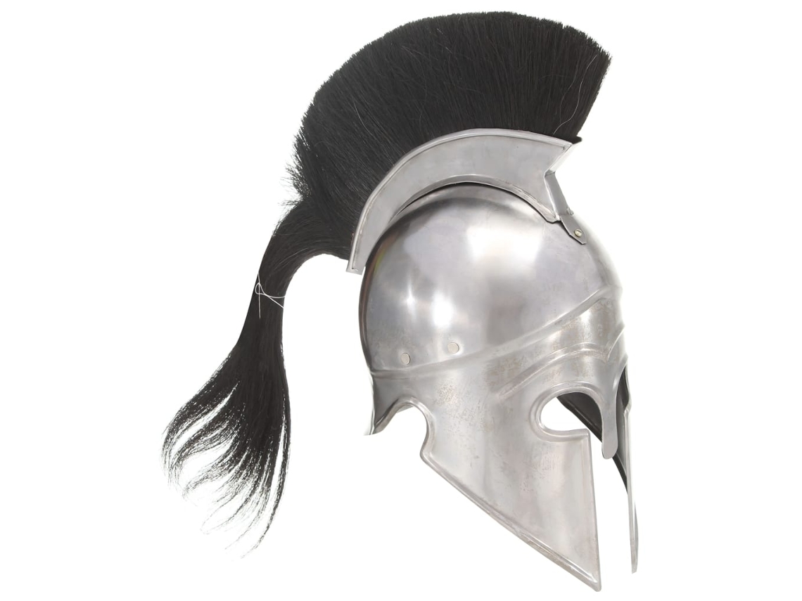 Vidaxl Capacete De Soldado Grego Réplica Larp Aço Prateado