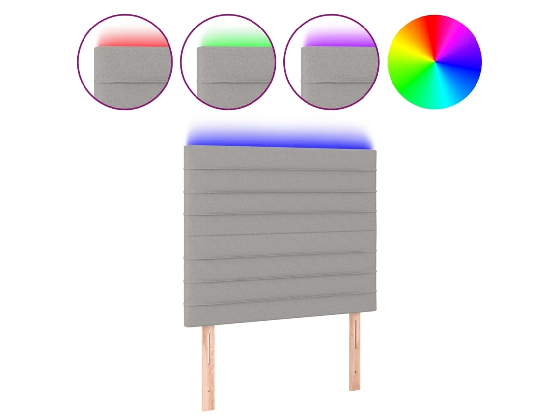 Led Headboard, Led Headboards Vidaxl Cinzeto Tecido (100 X 5 X 118/128 Cm)