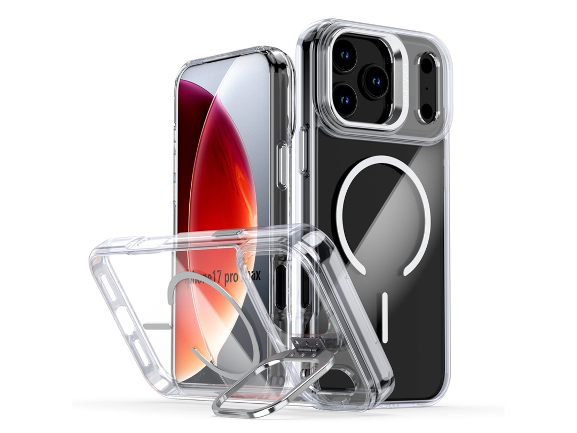 Capa Para Iphone 17 Pro Max Híbrido Suporte Magnético Branco Czhhmart