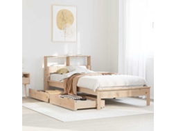 Vidaxl Cama Com Estante Sem Colchão 90x190 Cm Pinho Maciço