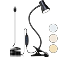 Esta Luminária de Leitura Led de Mesa com Clipe Possui Brilho Ajustável e Não Requer Fonte de Alimentação Externa. MDUG