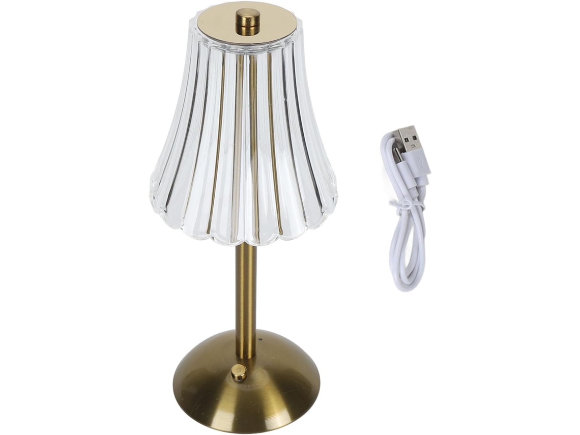 Mesa de cabeceira Lizealucky, estilo vintage, semi-fibra, com 3 núcleos, bateria recarregável de 1200 mAh e cristal.