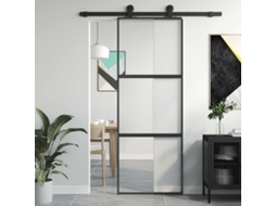 Vidaxl Porta Deslizante 76x205 Cm Vidro Temperado E Alumínio Preto