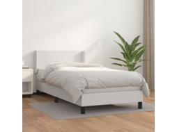 Cama Com Molas/colchão 90x190 Cm Couro Artificial Branco