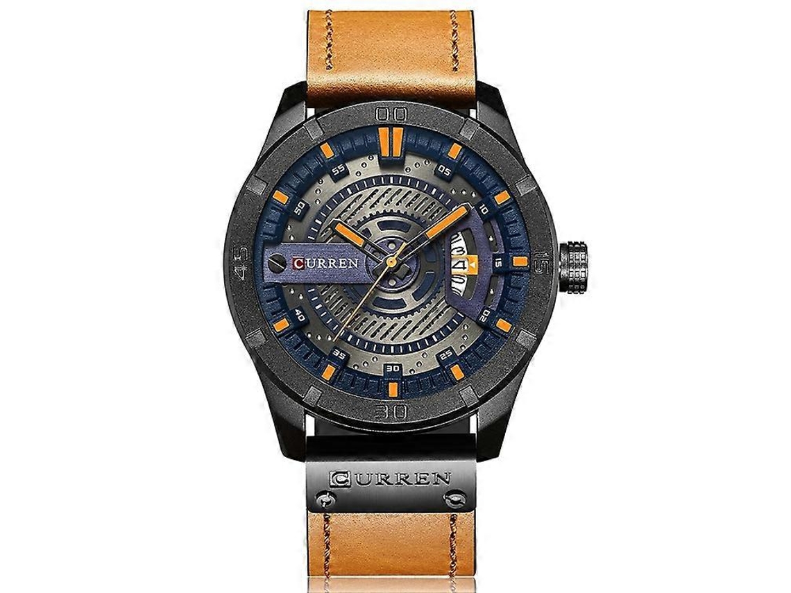 Relógio De Pulso Masculino Curren M8301, Estilo Militar Esportivo, Com Relógio De Quartzo, Data E Pulseira De Couro.