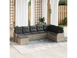 Vidaxl Conjunto De Sofá De Jardim 8 Unid. Cinzento-claro Vime Pe