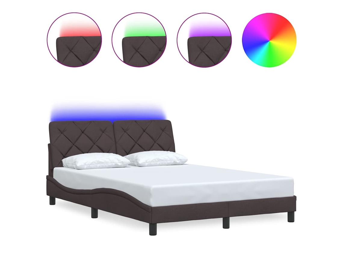 Bed Frame, Bed Frames Vidaxl Marrom Tecido (140 X 190 Cm)