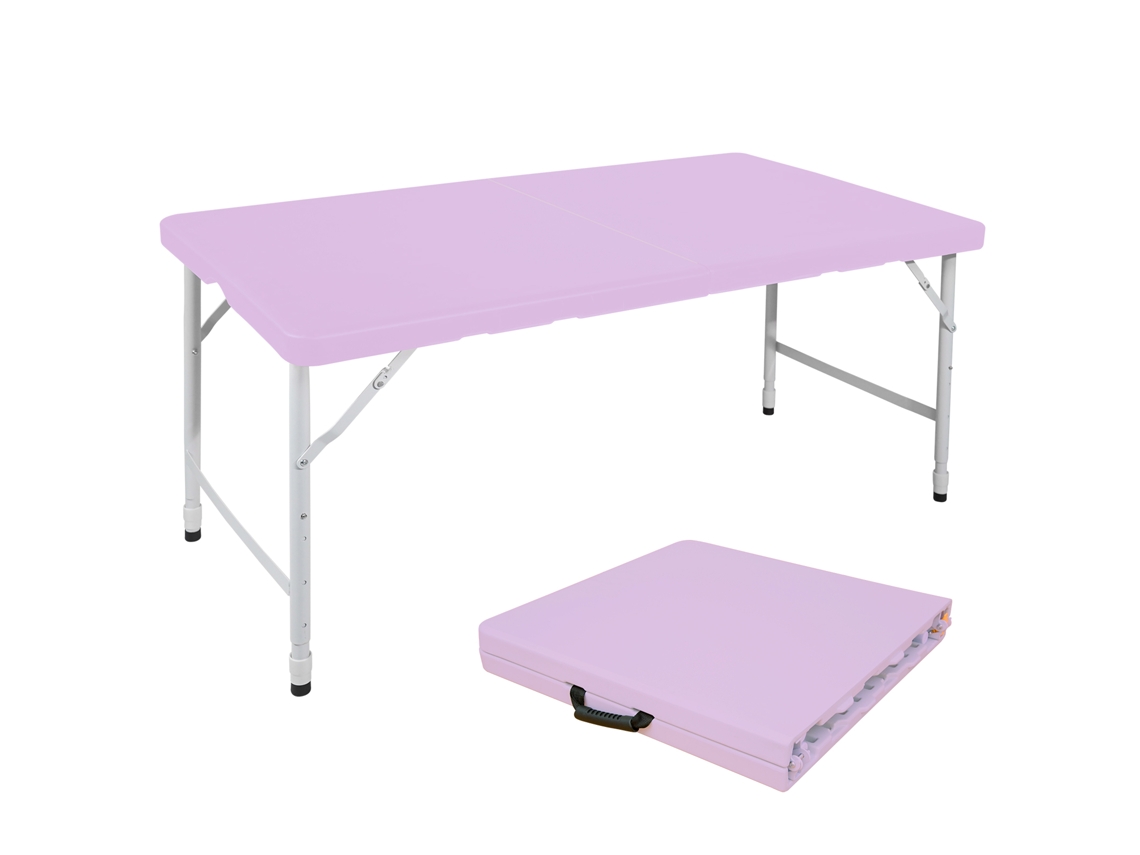 Mesa Dobrável 125cm Ajustável Camping 135kg Roxa VELTRIX