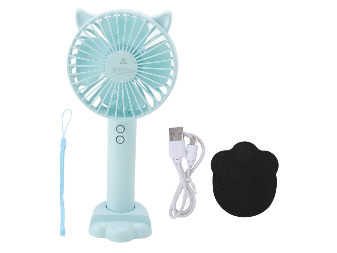 Ventilador Portátil Usb Recarregável 3 Velocidades Azul Claro
