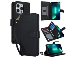 Capa Carteira De Couro Para Iphone 13 Pro Max - Com Rfid - Para Vários Cartões