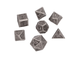 Primerox conjunto de Dados de Metal Polifacetados para Rpg e Ensino 7pcs Tipo B com Números Claros