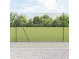 Vidaxl Cerca De Arame Soldado Com Base De Concreto 25 X 1,5 M Cinzento