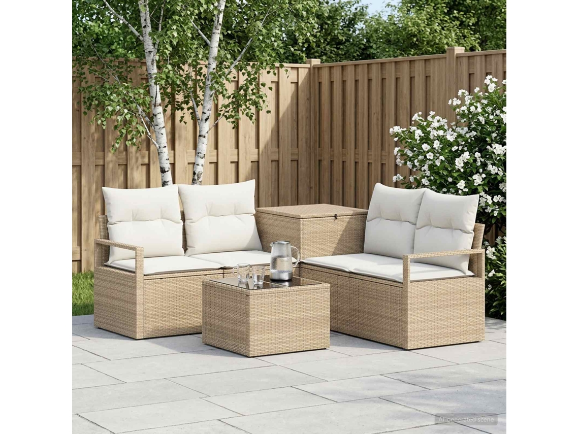 Vidaxl Conjunto De Sofás 6 Unid. Bege E Branco Creme