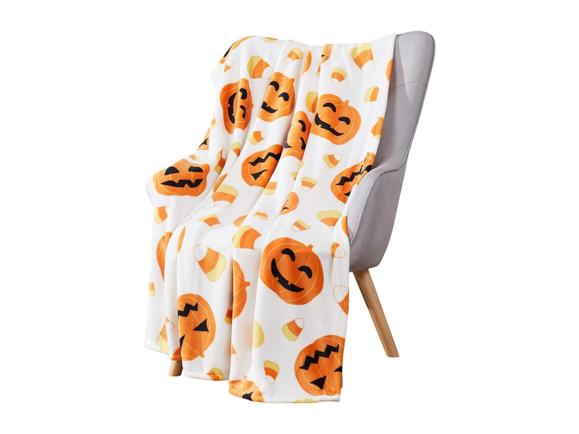 Manta Halloween 127x152cm Pelúcia Flanela Cinza Confortável Sofá Cama Sala Festa Estilo 2