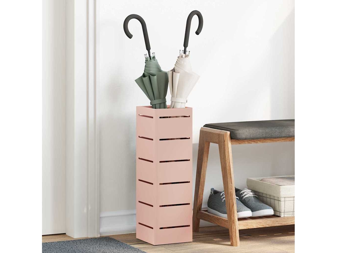 Vidaxl Suporte Para Guarda-chuva De Chuva Rosa 15,5 X 15,5 X 49 Cm Aço