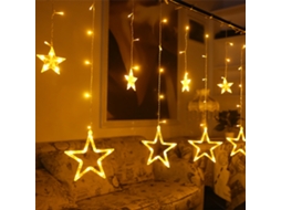 Cortina de 12 Estrelas Led Luzes de Corda Estreladas Luzes de Cortina de Janela com 8 Modos Intermitentes de Decoração para Natal Casamento Festa,