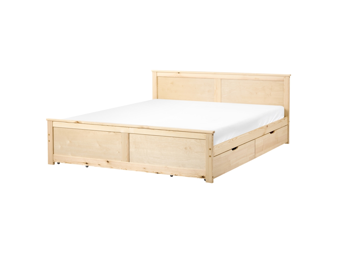 Cama Con 4 Cajones Beliani Dauphin De Madera De Pino Marrón 189x206x82