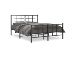 Estrutura de Cama com Cabeceira e Pés Metal Preto MAISON EXCLUSIVE 140x190 cm