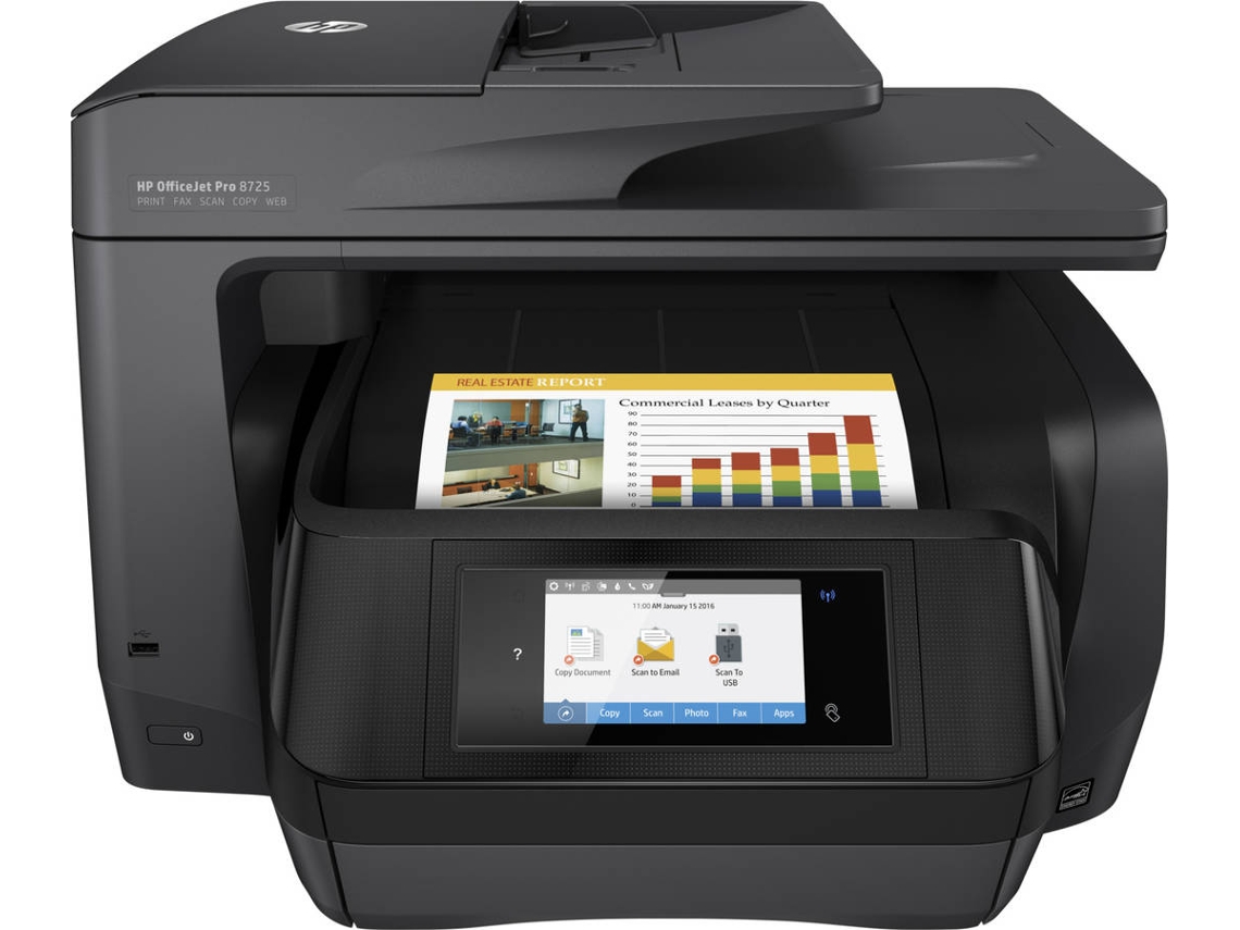 Impressora HP Officejet Pro 8725 (Multifunções - Jato de Tinta - Wi-Fi - Instant Ink)