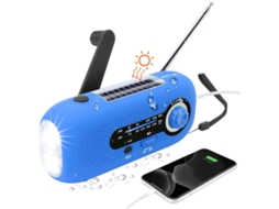 Rádio Portátil Bluetooth com Mecanismo de Corda, Manivela e Solar AQUAFORGE