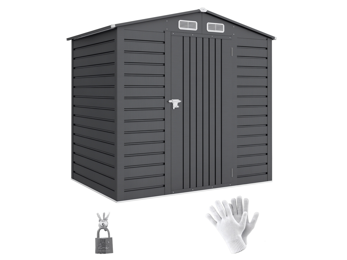 Abrigo De Jardim 2,27m² 190x131x188cm Cinza, 2 Ventilações E Porta Com Fechadura, Ideal Para Ferramentas