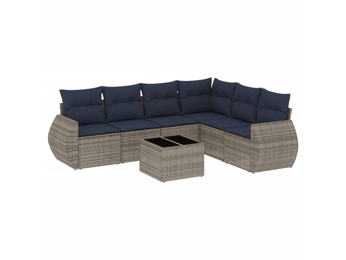 Conjunto de Sofá de Jardim, 7 Peças, Almofadas, Rattan Cinza MAISON EXCLUSIVE