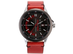 Reloj De Pulsera Para Hombres De Aleación Con Dial Redondo Analógico De Cuarzo Moda (blanco Rojo)