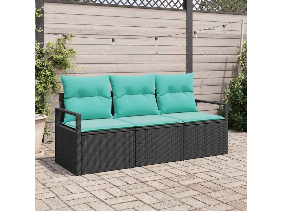 Vidaxl Conjunto De Sofás 3 Unid. Preto Vime Pe