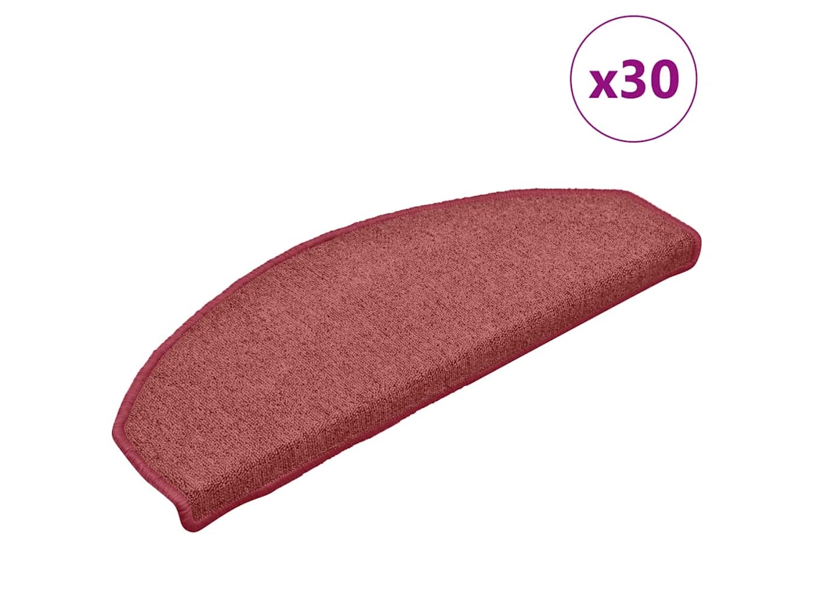 Vidaxl Tapetes De Escada 30 Peças 65x24x4 Cm Bordeaux Meio Redondo Grande