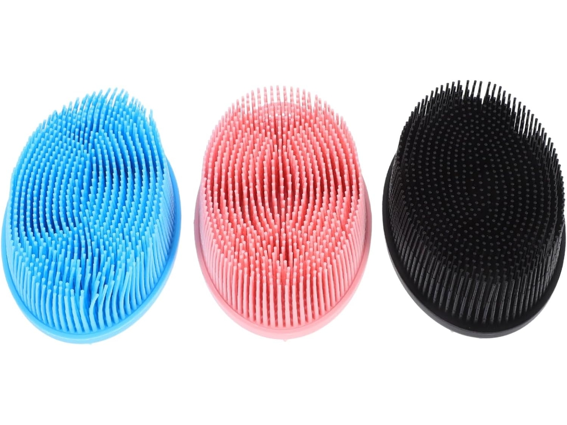 Conjunto De 3 Peças Escovas Esfoliantes Silicone Ganazono Para O Corpo, Escova De Banho Dupla Face, Massageador Capilar