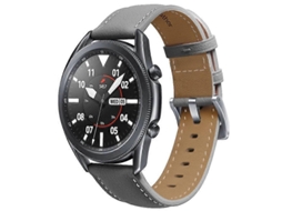Pulseira De Couro Com Fivela Prateada Para Samsung Galaxy Watch3 45mm (preta)